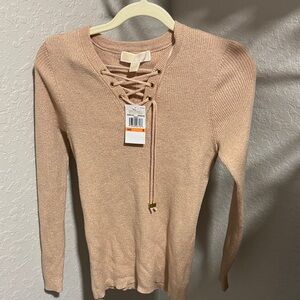 Lace-Up Knit Sweater